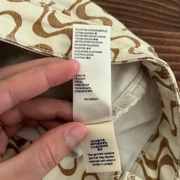 Free people wide leg flare high waisted brown and ivory pants - Picture 6 of 6